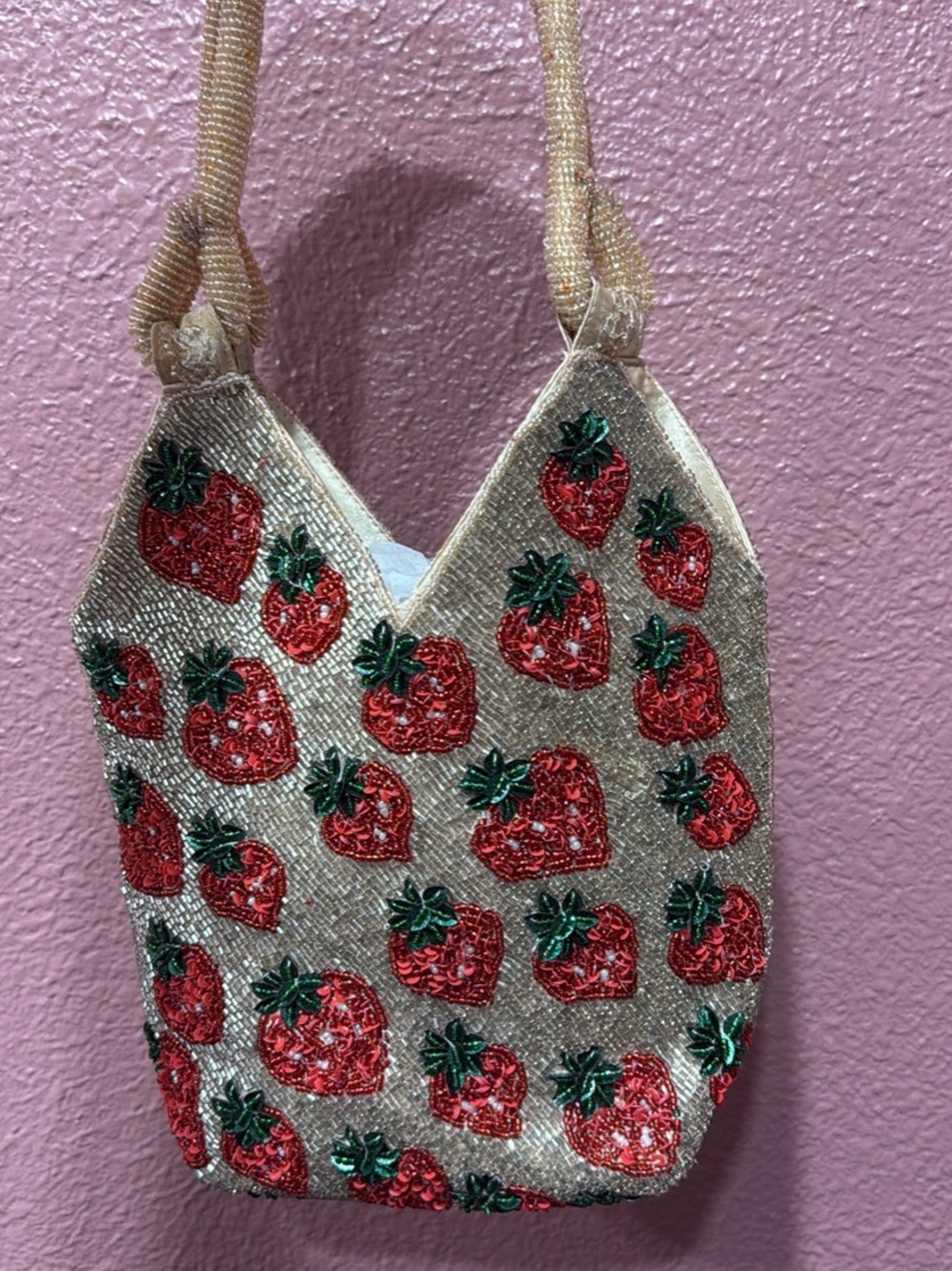 Sequin Strawberry Beaded Bag